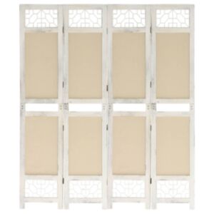 338559 Pood24 4-Panel Room Divider Cream 140x165 cm Fabric