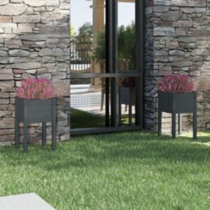 POOD24 Ящик для садовых растений 2 шт., серый, 40 x 40 x 70 см, прочная сосна