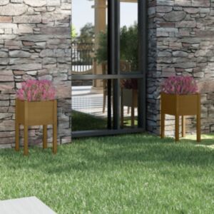 POOD24 Ящик для садовых растений 2 шт., медовый цвет, 40 x 40 x 70 см, прочная сосна