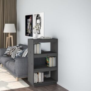 Книжная полка/разделитель комнаты Pood24, серый, 60x35x103 см, массив сосны