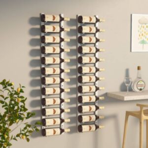 Pood24 seinale kinnitatav veiniriiul 12 pudelile 2 tk, valge, raud
