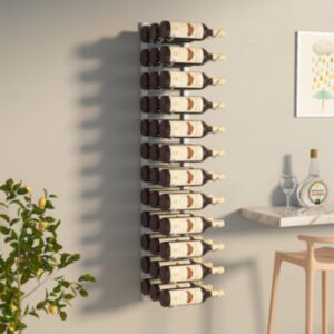 Pood24 seinale kinnitatav veiniriiul 36 pudelile, valge raud