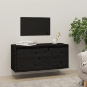 Навесной шкаф POOD24, черный, 80x30x35 см, дерево сосна