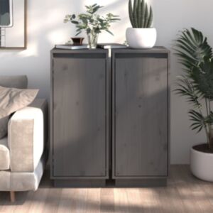 POOD24 Серванты 2 шт, серые, 31,5 x 34 x 75 см, массив сосны