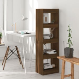Книжная полка/разделитель комнаты Pood24, коричневый дуб, 40x30x135 см