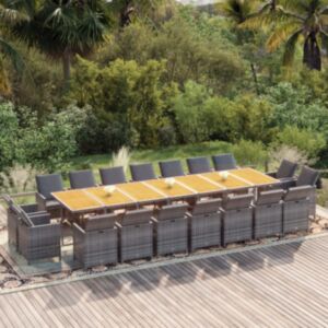 Pood24 19-osaline aiamööbli komplekt patjadega, hall, polürotang
