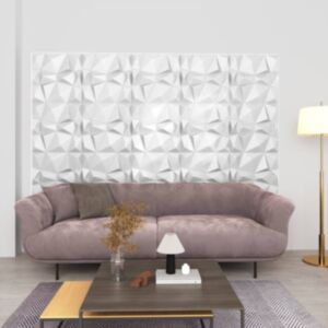 Pood24 3D seinapaneelid, 24 tk, 50x50 cm, teemantvalge, 12 m²