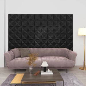 Pood24 3D seinapaneelid, 24 tk, 50x50 cm, origamimust, 6 m²