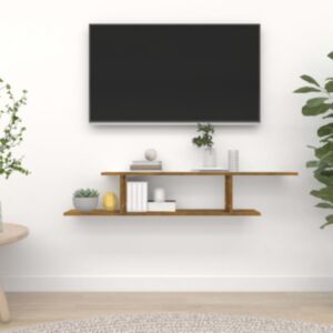 Pood24 настенная полка под ТВ, дымчатый дуб, 125x18x23 см