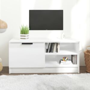 Pood24 Тумба под ТВ, глянцевый белый, 80x35x36,5 см, искусственное дерево