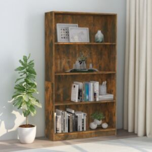 Книжный шкаф Pood24 с 4 полками, копченый дуб, 80 x 24 x 142 см