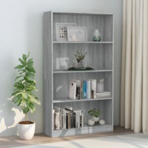 Стеллаж Pood24 с 4 полками, Сонома серый, 80x24x142 см, искусственное дерево