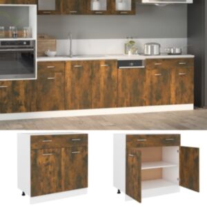 Pood24 alumine kapp sahtliga, suitsutatud tamm, 80 x 46 x 81,5 cm