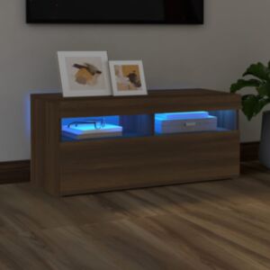 Pood24 telerialus LED-tuledega, pruun tamm, 90 x 35 x 40 cm