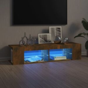 Pood24 Тумба под ТВ со светодиодной подсветкой, копченый дуб, 135 x 39 x 30 см