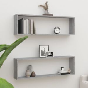Pood24 seina kuubikriiulid 2, hall Sonoma tamm, 100x15x30 cm tehispuit