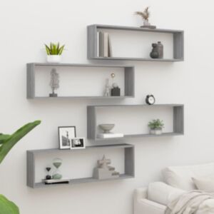 Pood24 настенные полки-кубы 4, дуб Сонома серый, 100x15x30 см, искусственная древесина