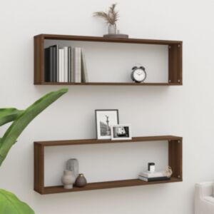 Pood24 seina kuubikriiulid 2 tk, pruun tamm, 100x15x30 cm, tehispuit