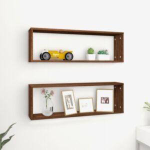 Pood24 seina kuubikriiulid 2 tk, pruun tamm, 80x15x26,5 cm, tehispuit