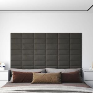 Pood24 seinapaneelid 12 tk, tumehall, 30 x 15 cm, samet, 0,54 m²