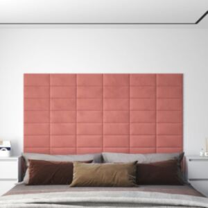 Pood24 seinapaneelid 12 tk, roosa, 30 x 15 cm, samet 0,54 m²
