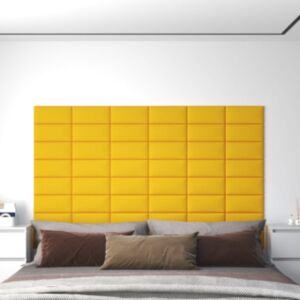 Pood24 seinapaneelid 12 tk, kollane, 30 x 15 cm, samet 0,54 m²