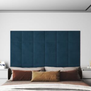 Pood24 seinapaneelid 12 tk, sinine, 30 x 30 cm, samet, 1,08 m²