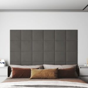 Pood24 seinapaneelid 12 tk, tumehall, 30 x 30 cm, samet, 1,08 m²