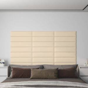 Pood24 seinapaneelid 12 tk, kreemjas, 60 x 15 cm, kangas, 1,08 m²