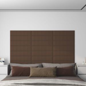 Pood24 seinapaneelid 12 tk, pruun, 60 x 15 cm, kangas, 1,08 m²