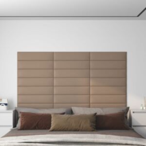Pood24 seinapaneelid 12 tk, cappuccino, 60 x 15 cm, kunstnahk, 1,08 m²
