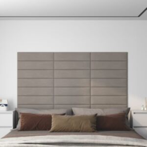 Pood24 seinapaneelid 12 tk, helehall, 60 x 15 cm, samet, 1,08 m²