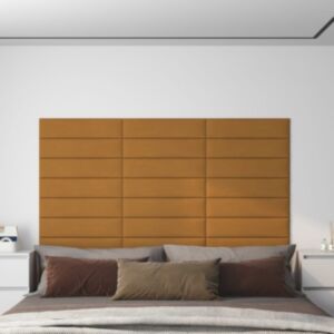 Pood24 seinapaneelid 12 tk, pruun, 60 x 15 cm, samet, 1,08 m²