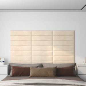 Pood24 seinapaneelid 12 tk, kreemjas, 60 x 15 cm, samet, 1,08 m²