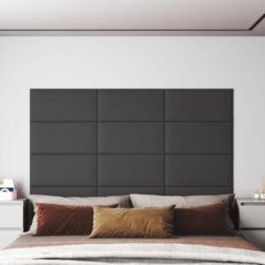 Pood24 seinapaneelid 12 tk, hall, 60 x 30 cm, kunstnahk, 2,16 m²