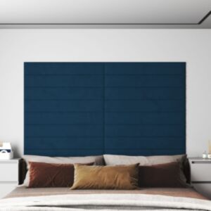 Pood24 seinapaneelid 12 tk, sinine, 90 x 15 cm, samet, 1,62 m²