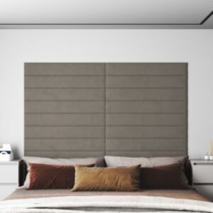Pood24 seinapaneelid 12 tk, helehall, 90 x 15 cm, samet, 1,62 m²