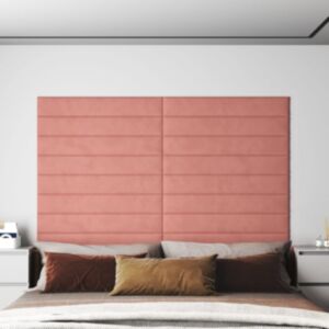 Pood24 seinapaneelid 12 tk, roosa, 90 x 15 cm, samet, 1,62 m²