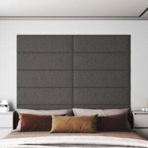 Pood24 seinapaneelid 12 tk, tumehall, 90 x 30 cm, kangas, 3,24 m²