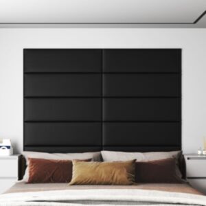 Pood24 seinapaneelid 12 tk, must, 90 x 30 cm, kunstnahk, 3,24 m²