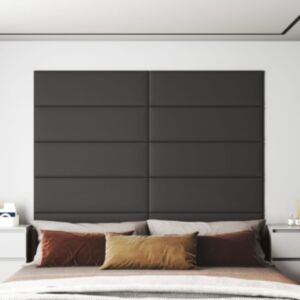 Pood24 seinapaneelid 12 tk, hall, 90 x 30 cm, kunstnahk, 3,24 m²
