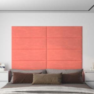 Pood24 seinapaneelid 12 tk, roosa, 90 x 30 cm, samet, 3,24 m²