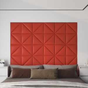 Pood24 seinapaneelid 12 tk, punane, 30 x 30 cm, kunstnahk, 0,54 m²