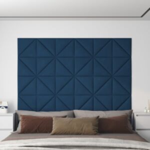 Pood24 seinapaneelid 12 tk, sinine, 30 x 30 cm, samet, 0,54 m²