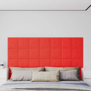 Pood24 seinapaneelid 12 tk, punane, 30 x 30 cm, kunstnahk, 1,08 m²
