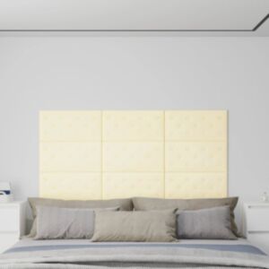 Pood24 seinapaneelid 12 tk, kreemjas, 60 x 30 cm, kunstnahk, 2,16 m²