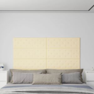 Pood24 seinapaneelid 12 tk, kreemjas, 90 x 30 cm, kunstnahk, 3,24 m²
