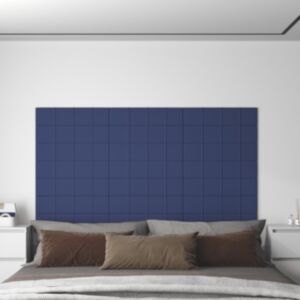 Pood24 seinapaneelid 12 tk, sinine, 60 x 15 cm, kangas, 1,08 m²
