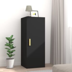 Pood24 навесной шкаф, черный, 34,5 x 34 x 90 см, искусственное дерево