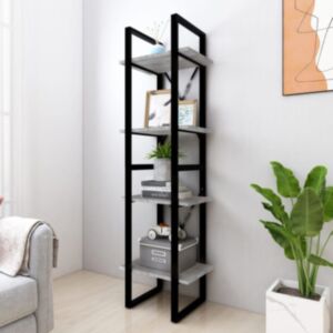 Стеллаж Pood24 с 4 полками, Сонома серый, 40x30x140 см, искусственное дерево